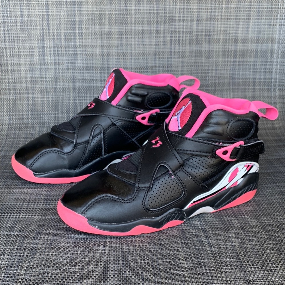 Air Jordan 8 Retro 'Pinksicle' GS Black/Pink High-Top Sneakers Girls Size 12